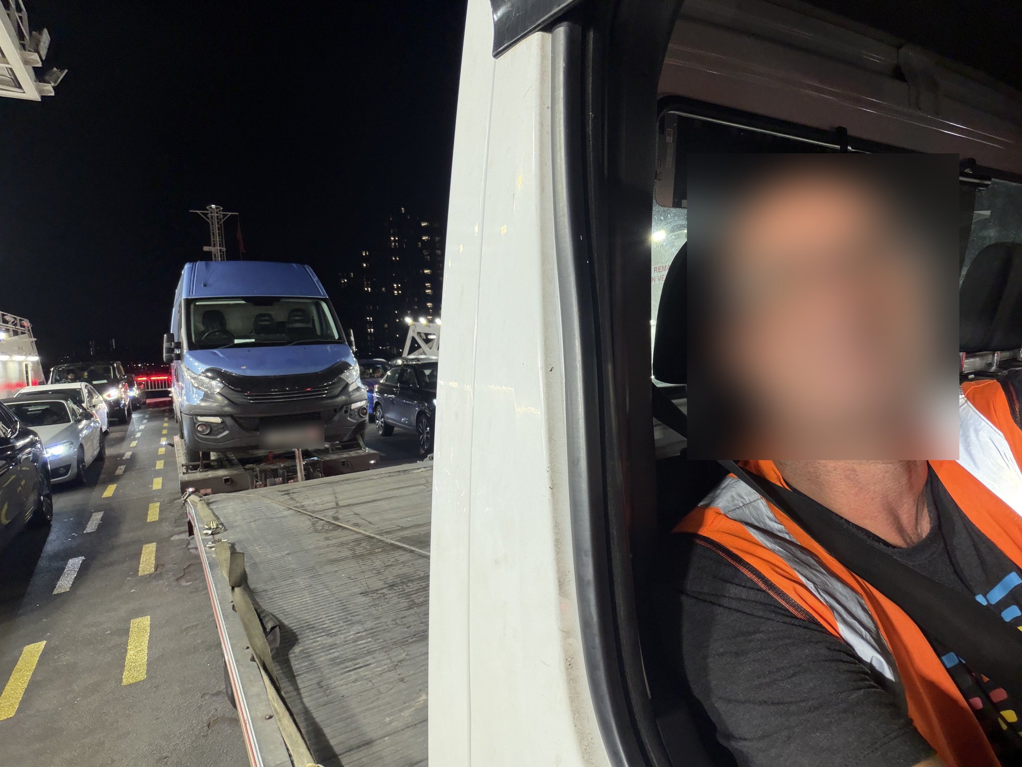 Van Towing in South East London: Late-Night Recovery Across the Woolwich Ferry 8 RecoveryCar driver transporting a van across the Thames on the Woolwich Ferry