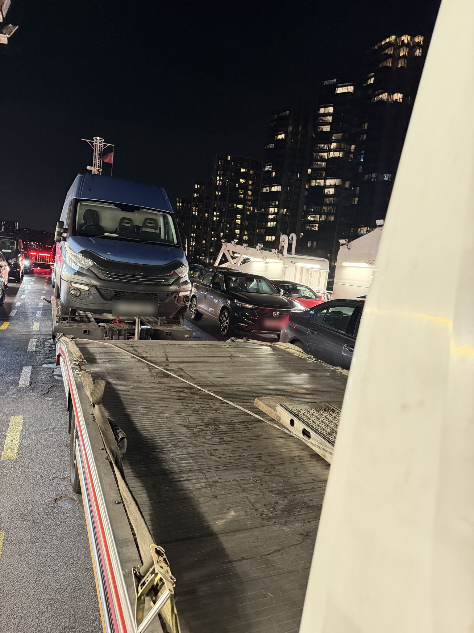 Van Towing in South East London: Late-Night Recovery Across the Woolwich Ferry 7 Van recovery South East London - Iveco Daily loaded on the Woolwich Ferry